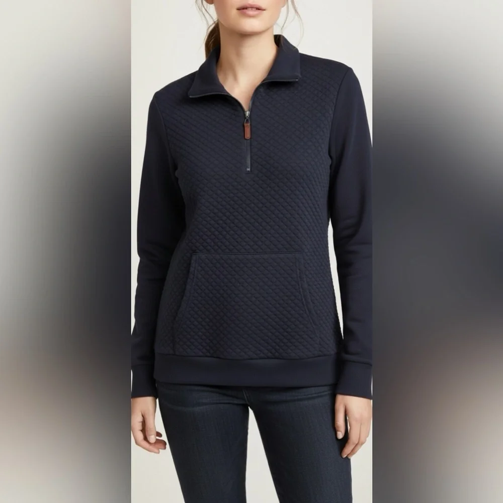 Amazon Blue Quilted Mock Neck Sweatshirt